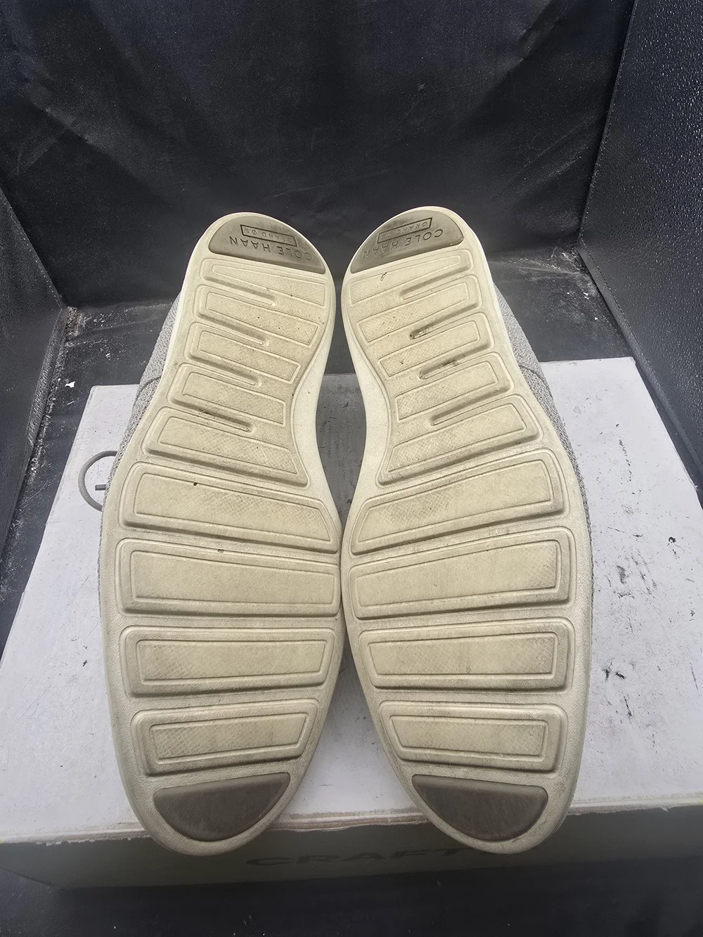 Cole Haan Light Gray Knit Derby Shoes with Tan Accents